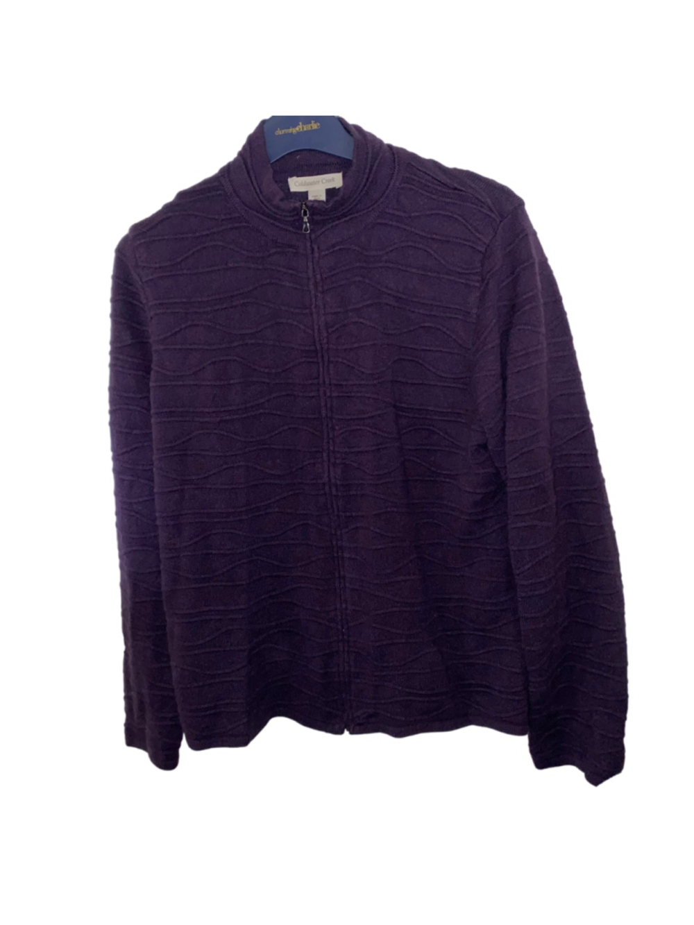 Women's Coldwater Creek Purple Zip-Up Cardigan Sweater, Size L